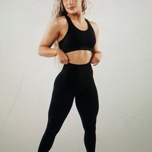 Alphalete Amplify Womens Medium Leggings BLACK Activewear Gym Scrunch